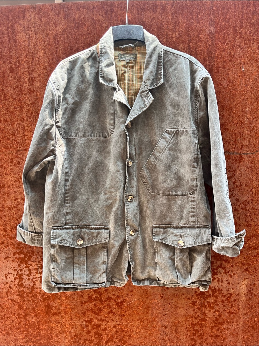VTG J.L. Powell Sporting Life Canvas Field Jacket Overdyed Olive Green / Gray